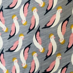 Boden Phoebe Dress 4L Gray Whimsical Bird Parrot Print Pockets Cotton